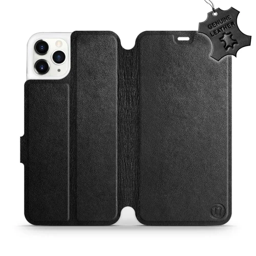 Etui z naturalnej skóry do iPhone 11 Pro Max, Mobiwear Leather, czarne