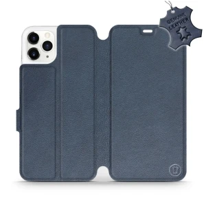 Etui z naturalnej skóry do iPhone 11 Pro Max, Mobiwear Leather, granatowe