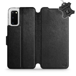 Etui z naturalnej skóry do Galaxy S20, Mobiwear Leather, czarne