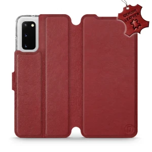 Etui z naturalnej skóry do Galaxy S20, Mobiwear Leather, ciemno-czerwone