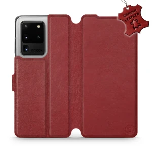 Etui z naturalnej skóry do Galaxy S20 Ultra, Mobiwear Leather, ciemno-czerwone