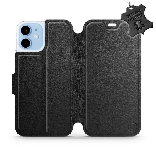 Etui z naturalnej skóry do iPhone 12 Mini, Mobiwear Leather, czarne