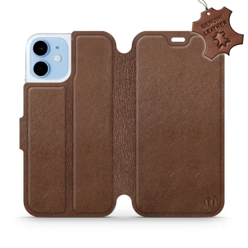 Etui z naturalnej skóry do iPhone 12 Mini, Mobiwear Leather, brązowe