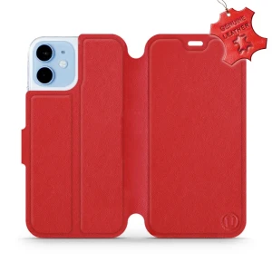 Etui z naturalnej skóry do iPhone 12 Mini, Mobiwear Leather, czerwone