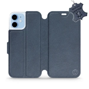 Etui z naturalnej skóry do iPhone 12 Mini, Mobiwear Leather, granatowe