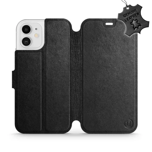 Etui z naturalnej skóry do iPhone 12, Mobiwear Leather, czarne