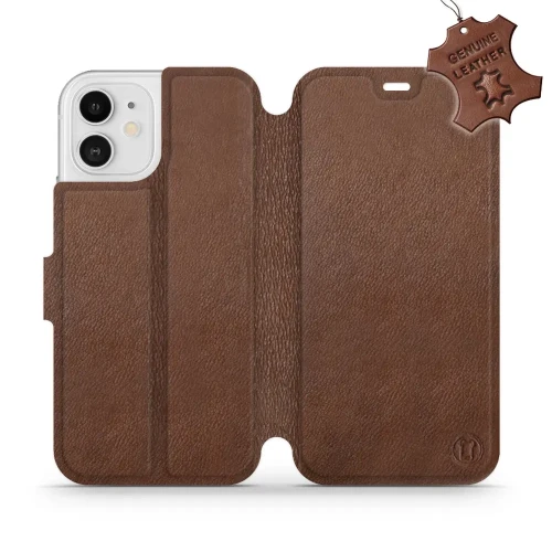 Etui z naturalnej skóry do iPhone 12, Mobiwear Leather, brązowe
