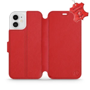 Etui z naturalnej skóry do iPhone 12, Mobiwear Leather, czerwone