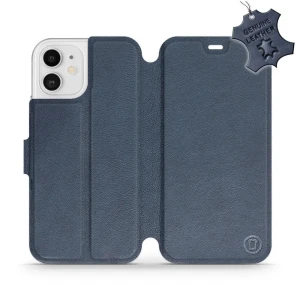Etui z naturalnej skóry do iPhone 12, Mobiwear Leather, granatowe