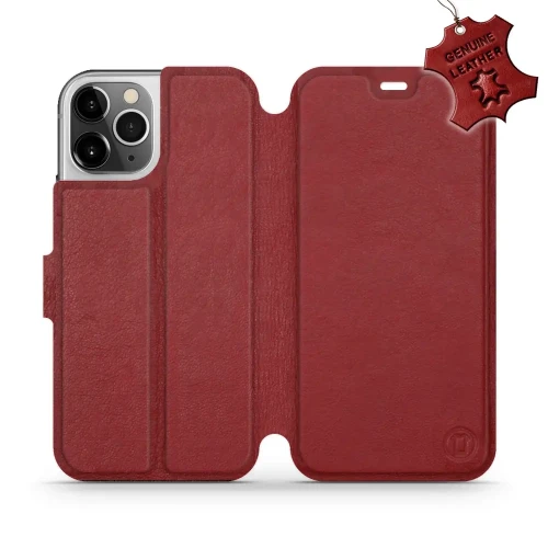 Etui z naturalnej skóry do iPhone 12 Pro, Mobiwear Leather, ciemno-czerwone