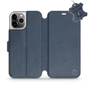 Etui z naturalnej skóry do iPhone 12 Pro, Mobiwear Leather, granatowe