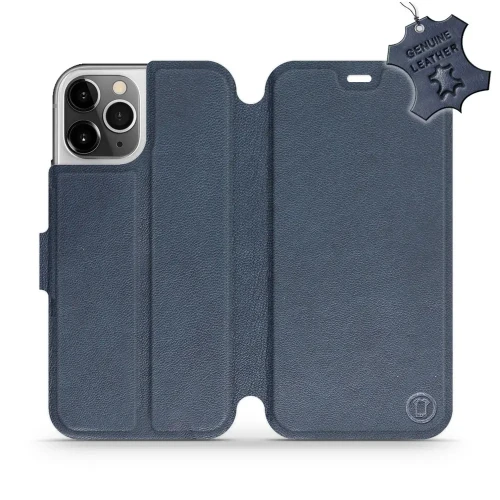 Etui z naturalnej skóry do iPhone 12 Pro, Mobiwear Leather, granatowe