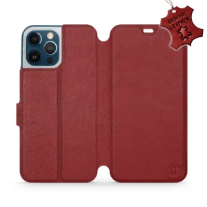 Etui z naturalnej skóry do iPhone 12 Pro Max, Mobiwear Leather, ciemno-czerwone