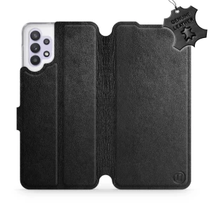 Etui z naturalnej skóry do Galaxy A32 5G, Mobiwear Leather, czarne