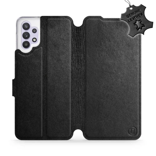 Etui z naturalnej skóry do Galaxy A32 5G, Mobiwear Leather, czarne
