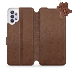 Etui z naturalnej skóry do Galaxy A32 5G, Mobiwear Leather, brązowe