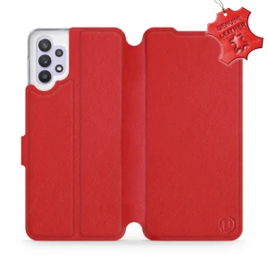Etui z naturalnej skóry do Galaxy A32 5G, Mobiwear Leather, czerwone