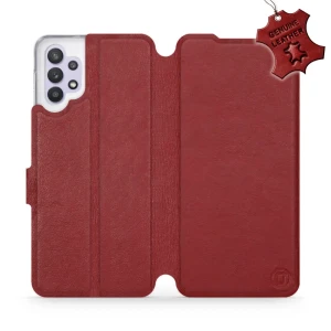 Etui z naturalnej skóry do Galaxy A32 5G, Mobiwear Leather, ciemno-czerwone