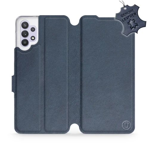 Etui z naturalnej skóry do Galaxy A32 5G, Mobiwear Leather, granatowe