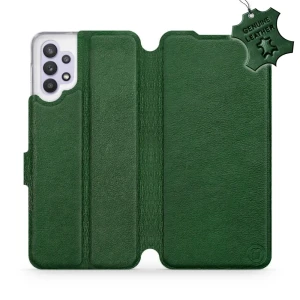 Etui z naturalnej skóry do Galaxy A32 5G, Mobiwear Leather, zielone
