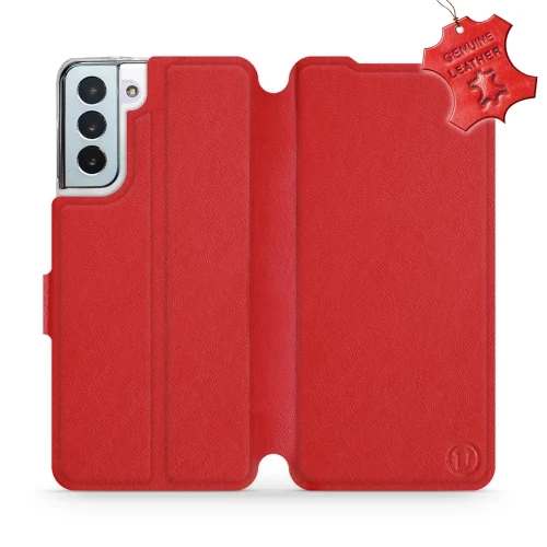 Etui z naturalnej skóry do Galaxy S21 Plus, Mobiwear Leather, czerwone