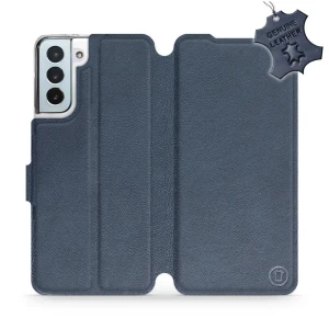 Etui z naturalnej skóry do Galaxy S21 Plus, Mobiwear Leather, granatowe