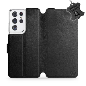 Etui z naturalnej skóry do Galaxy S21 Ultra, Mobiwear Leather, czarne