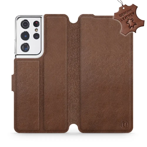 Etui z naturalnej skóry do Galaxy S21 Ultra, Mobiwear Leather, brązowe