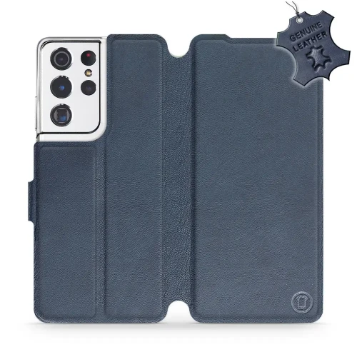 Etui z naturalnej skóry do Galaxy S21 Ultra, Mobiwear Leather, granatowe