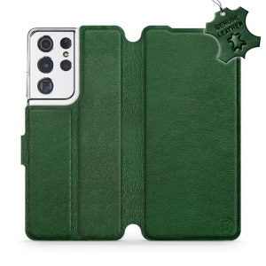 Etui z naturalnej skóry do Galaxy S21 Ultra, Mobiwear Leather, zielone
