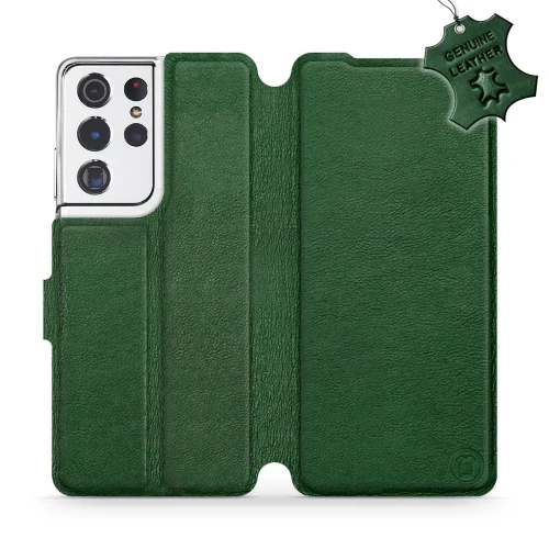 Etui z naturalnej skóry do Galaxy S21 Ultra, Mobiwear Leather, zielone