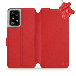 Etui z naturalnej skóry do Galaxy A52, Mobiwear Leather, czerwone