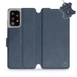 Etui z naturalnej skóry do Galaxy A52, Mobiwear Leather, granatowe