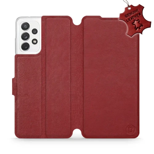 Etui z naturalnej skóry do Galaxy A72 5G, Mobiwear Leather, ciemno-czerwone