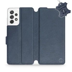Etui z naturalnej skóry do Galaxy A72 5G, Mobiwear Leather, granatowe