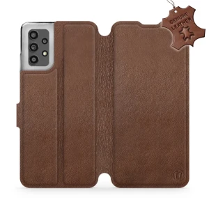 Etui z naturalnej skóry do Galaxy A32 4G, Mobiwear Leather, brązowe