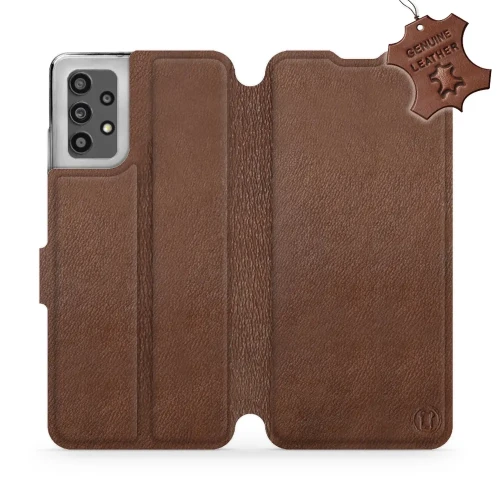 Etui z naturalnej skóry do Galaxy A32 4G, Mobiwear Leather, brązowe