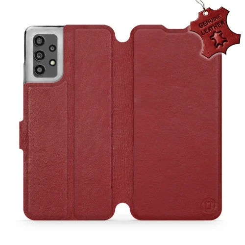 Etui z naturalnej skóry do Galaxy A32 4G, Mobiwear Leather, ciemno-czerwone