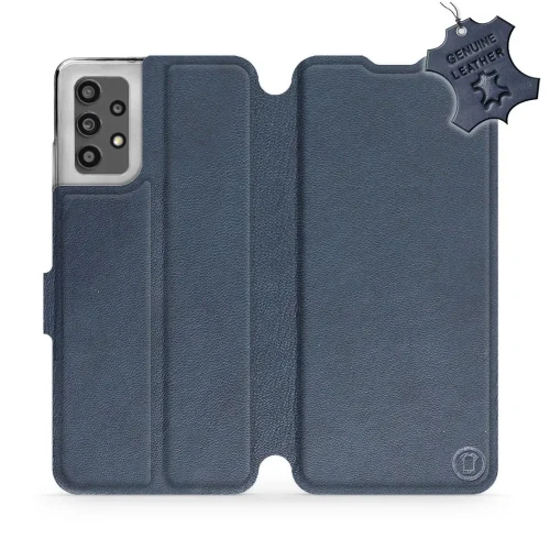 Etui z naturalnej skóry do Galaxy A32 4G, Mobiwear Leather, granatowe
