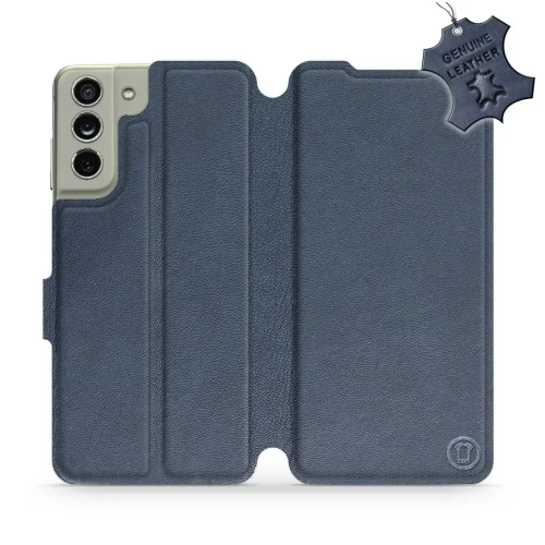 Etui z naturalnej skóry do Galaxy S21 FE, Mobiwear Leather, granatowe