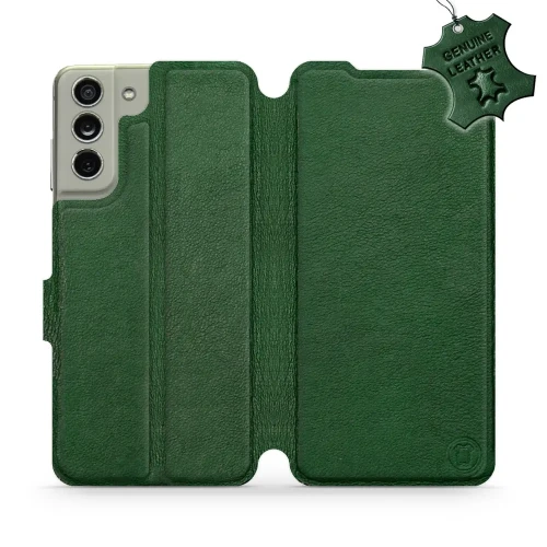 Etui z naturalnej skóry do Galaxy S21 FE, Mobiwear Leather, zielone
