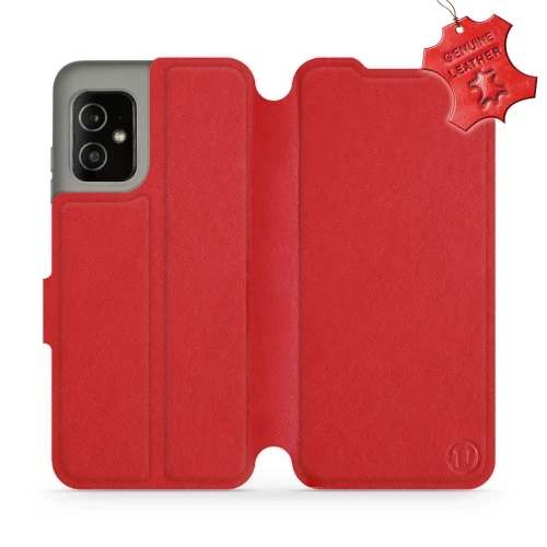 Etui z naturalnej skóry do Asus Zenfone 8, Mobiwear Leather, czerwone