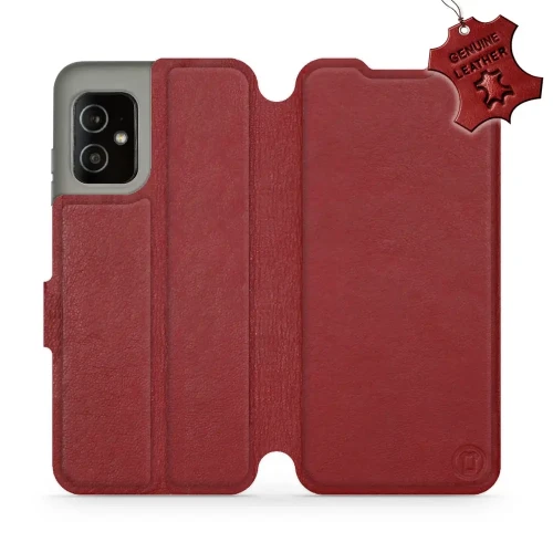 Etui z naturalnej skóry do Asus Zenfone 8, Mobiwear Leather, ciemno-czerwone