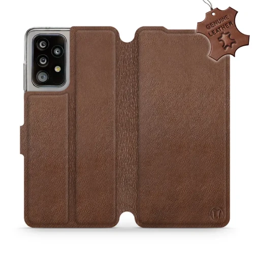 Etui z naturalnej skóry do Galaxy A52s 5G, Mobiwear Leather, brązowe