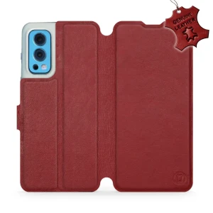 Etui z naturalnej skóry do OnePlus Nord 2 5G, Mobiwear Leather, ciemno-czerwone