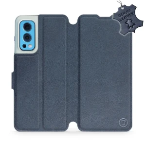 Etui z naturalnej skóry do OnePlus Nord 2 5G, Mobiwear Leather, granatowe