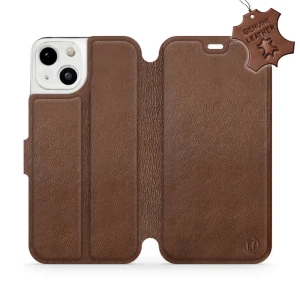 Etui z naturalnej skóry do iPhone 13, Mobiwear Leather, brązowe
