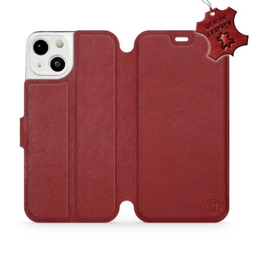 Etui z naturalnej skóry do iPhone 13, Mobiwear Leather, ciemno-czerwone