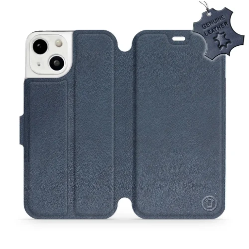 Etui z naturalnej skóry do iPhone 13, Mobiwear Leather, granatowe