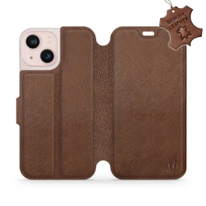 Etui z naturalnej skóry do iPhone 13 Mini, Mobiwear Leather, brązowe